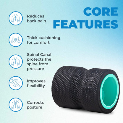 Chirp Wheel Foam Roller – Targeted Back & Neck Relief, Lumbar Spine Stretcher, Spinal Decompression Back Stretcher, Massage Roller with Density Foam for Physical Therapy, Supports 500lbs, 2-Inch Mint