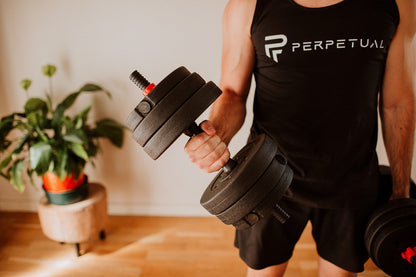 PERPETUAL Dumbbells Barbell Set with Connecting Rod 20kg/44Lb - Adjustable Dumbbells, Training Set for Men and Women. Body Workout Home Gym (20kg/44Lb)