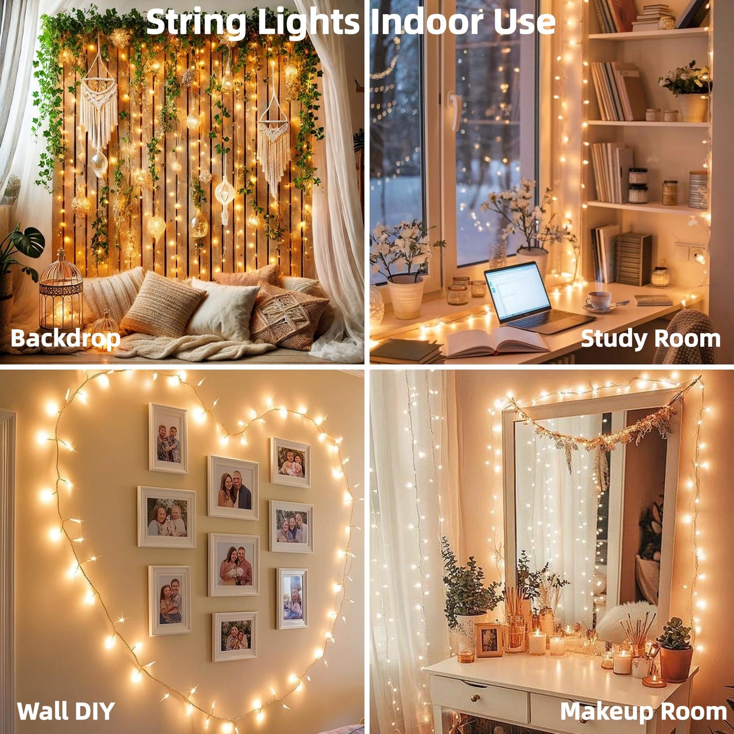 JMEXSUSS 200 LED String Lights Indoor Outdoor Clear Wire, Connectable Warm White Christmas String Lights for Bedroom, 66 Ft Twinkle Fairy Light Plug in for Wedding Home Tree Yard Patio Classroom Decor
