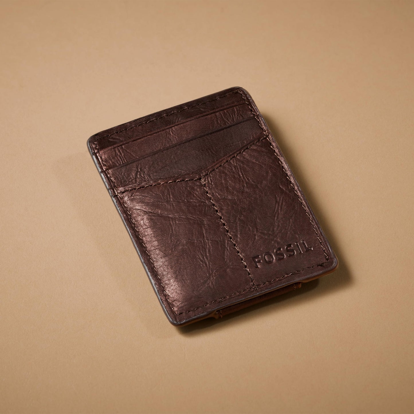 Fossil Men's Ingram Leather Magnetic Card Case with Money Clip Wallet, Slim Wallet for Men, Brown