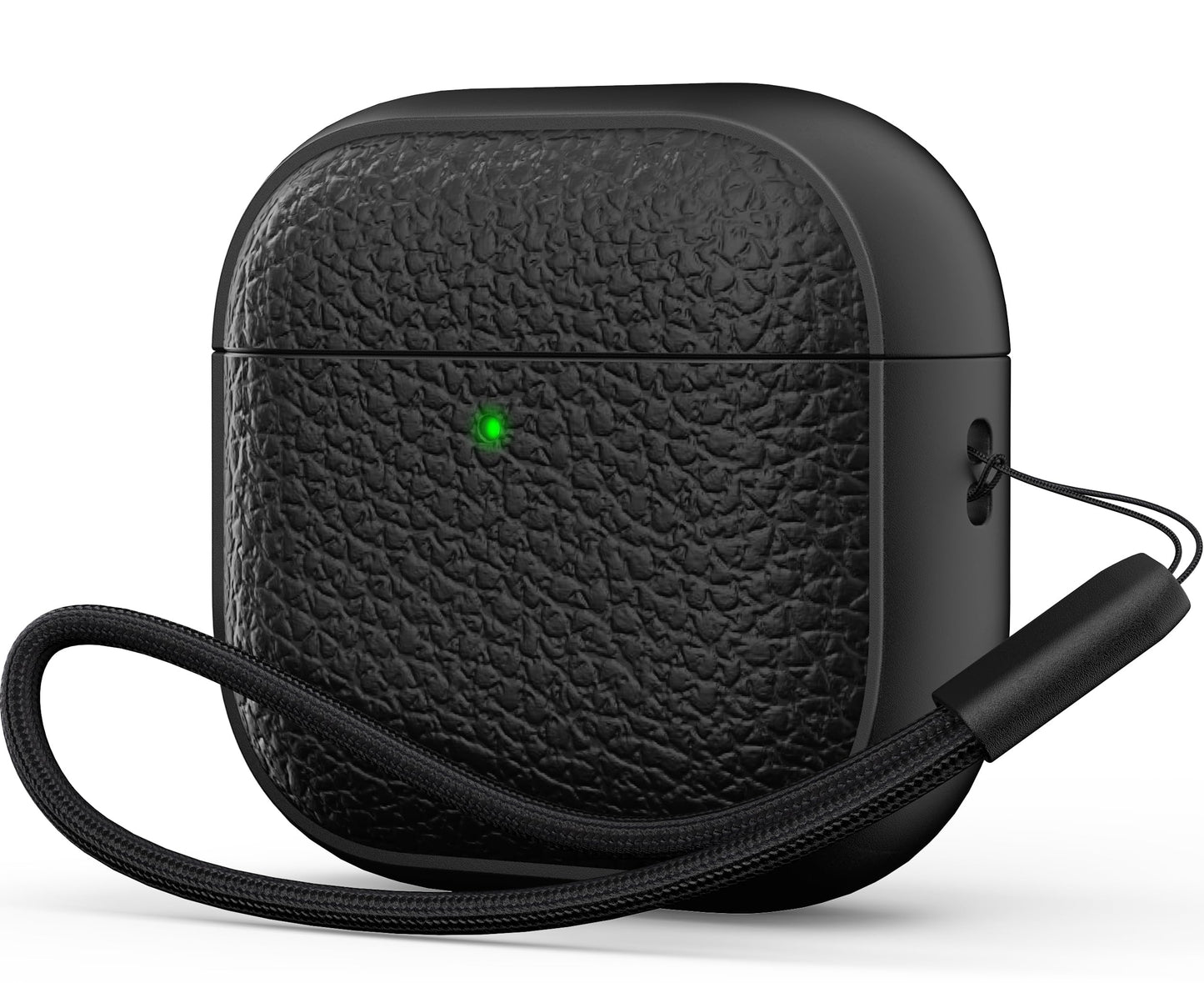 R-fun for Airpods 4 Case, Soft TPU (Leather-Like Design) Drop Protection Cover for Men and Women with Lanyard and Cleaner Kit, Compatible with Apple Latest Airpods 4th Gen(USB-C)(2024)-Black