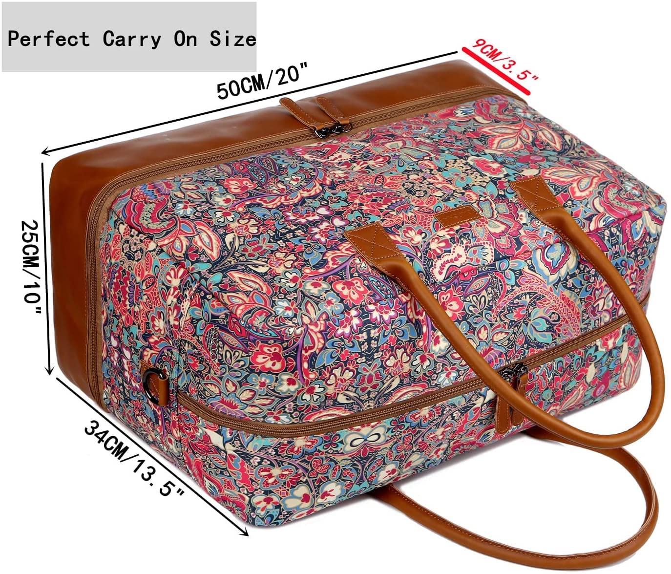 Pretty Colorful Travel Duffel Weekender Bag Overnight Bag Carry On with Shoe Compartment for Women HB-10 (HS)