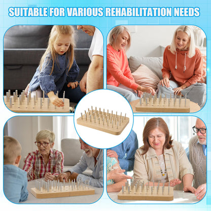 Colingmill 36 Hole Wooden Pegboard for Finger Dexterity with 4mm/6mm/8mm Iron Pegs Hand Rehabilitation Board Wood Peg Board for Improving Fine Motor Skills and Hand Eye Coordination