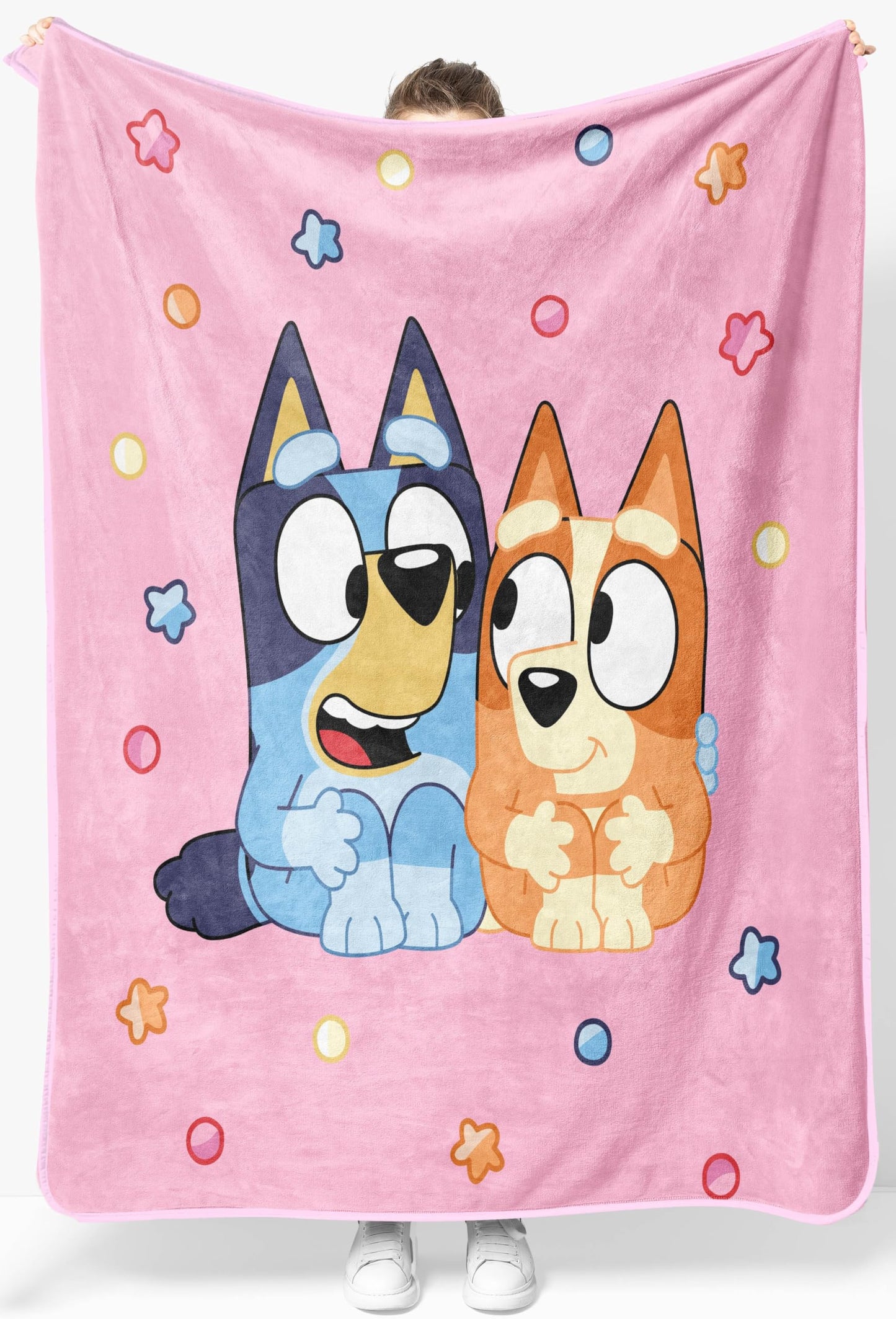 Jay Franco Kids Plush Throw Blanket – Soft & Comfy Throw for Couch or Bed – Cozy Home Décor for Living Room & Bedroom, Pink - Bluey, 46x60 - Throw Blanket