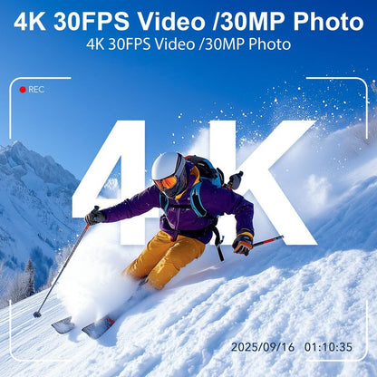 Hiicam Action Camera 4K 30FPS Waterproof Camera Underwater 131FT with EIS WiFi App Remote Control 64GB Card 170° Wide Angle Sports Helmet Bike Video Black