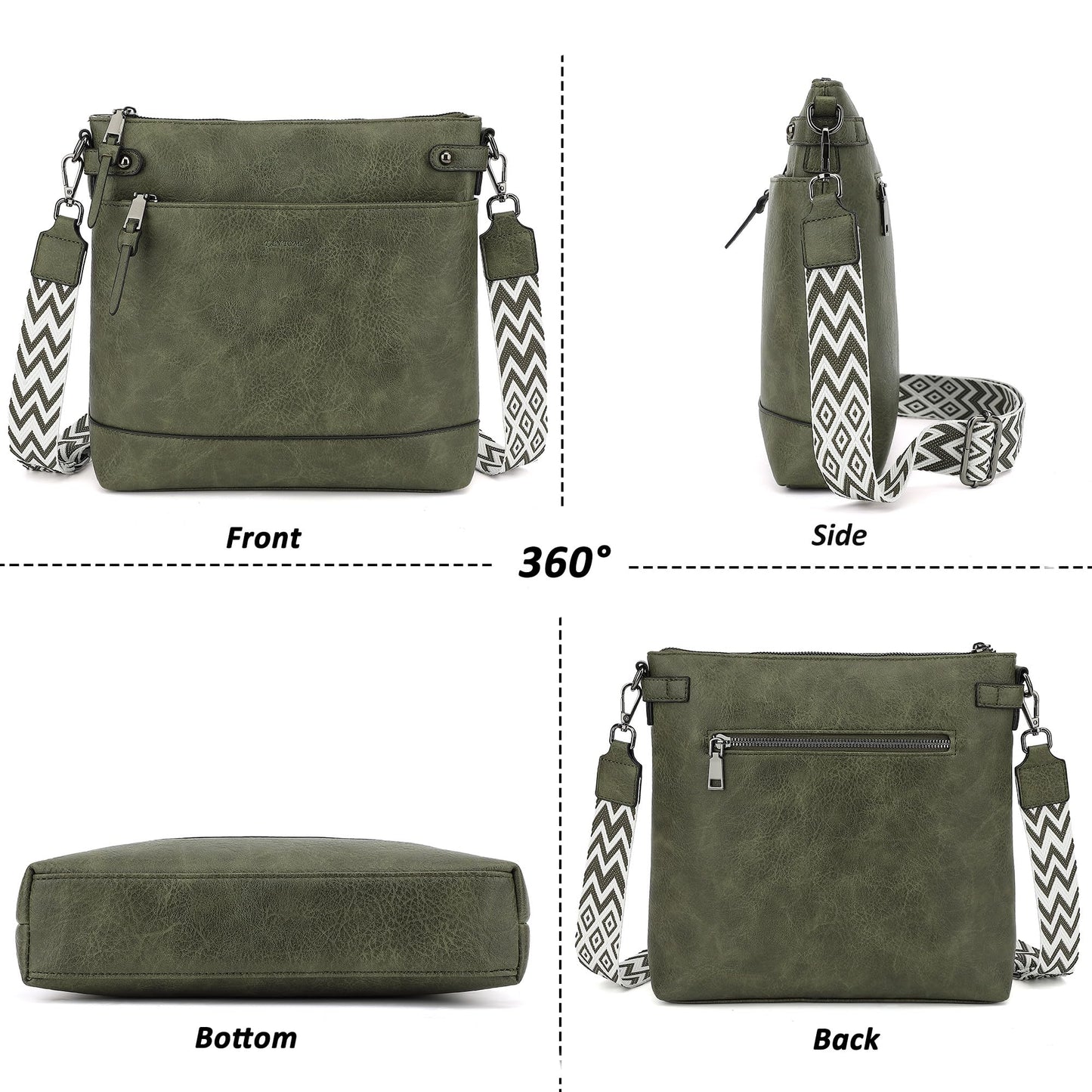TANTOMI Vegan Leather Crossbody Bags for Women Hobo Travel Purse with Guitar Strap Trendy Women's Handbags with 6 Card Slots