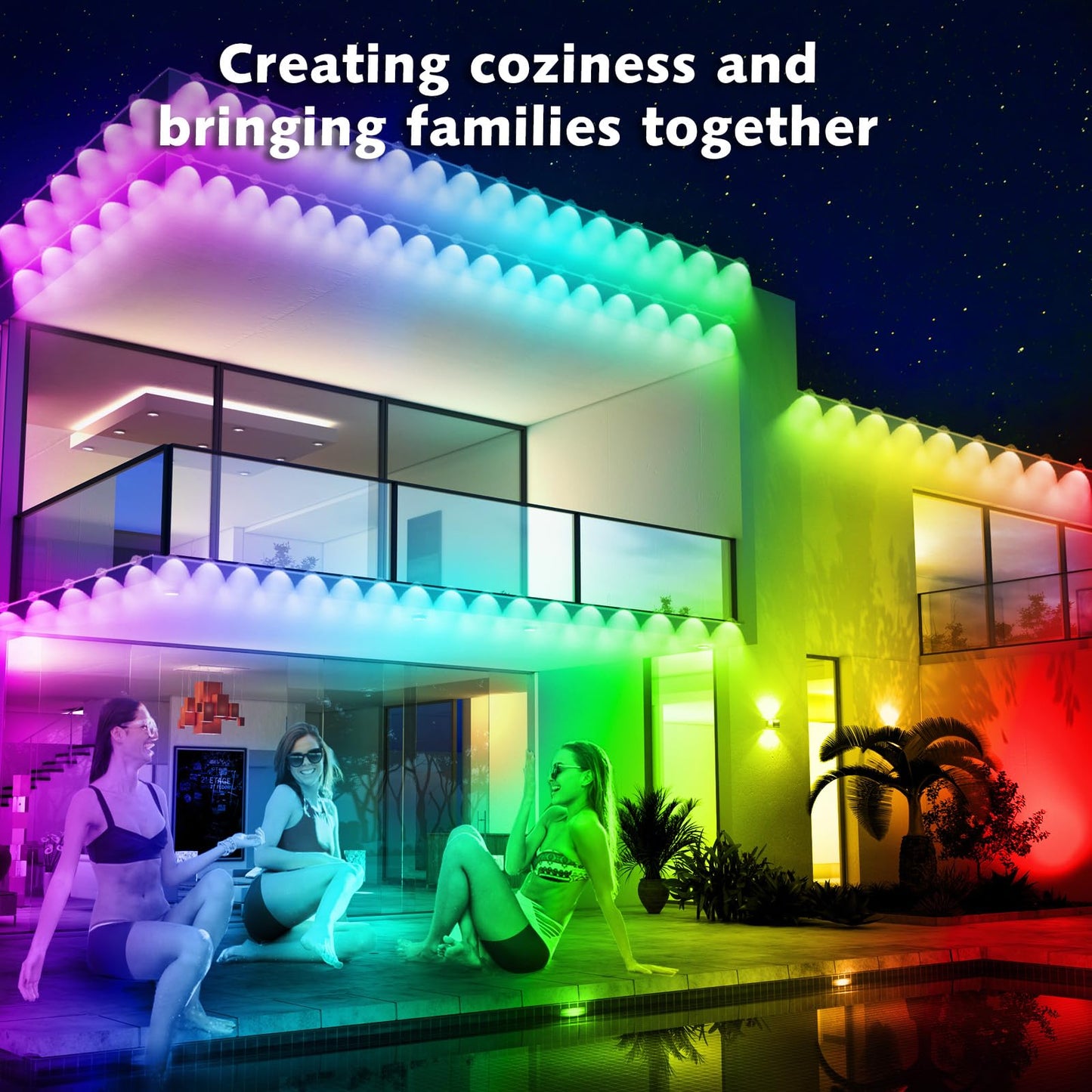 SINLEY 100FT Permanent Outdoor RGB Lights,Waterproof Smart LED Eaves Lights with App/Remote Control,for Christmas and All Holiday Decor,Daily and Accent Lighting,House Roof and Garden Lighting