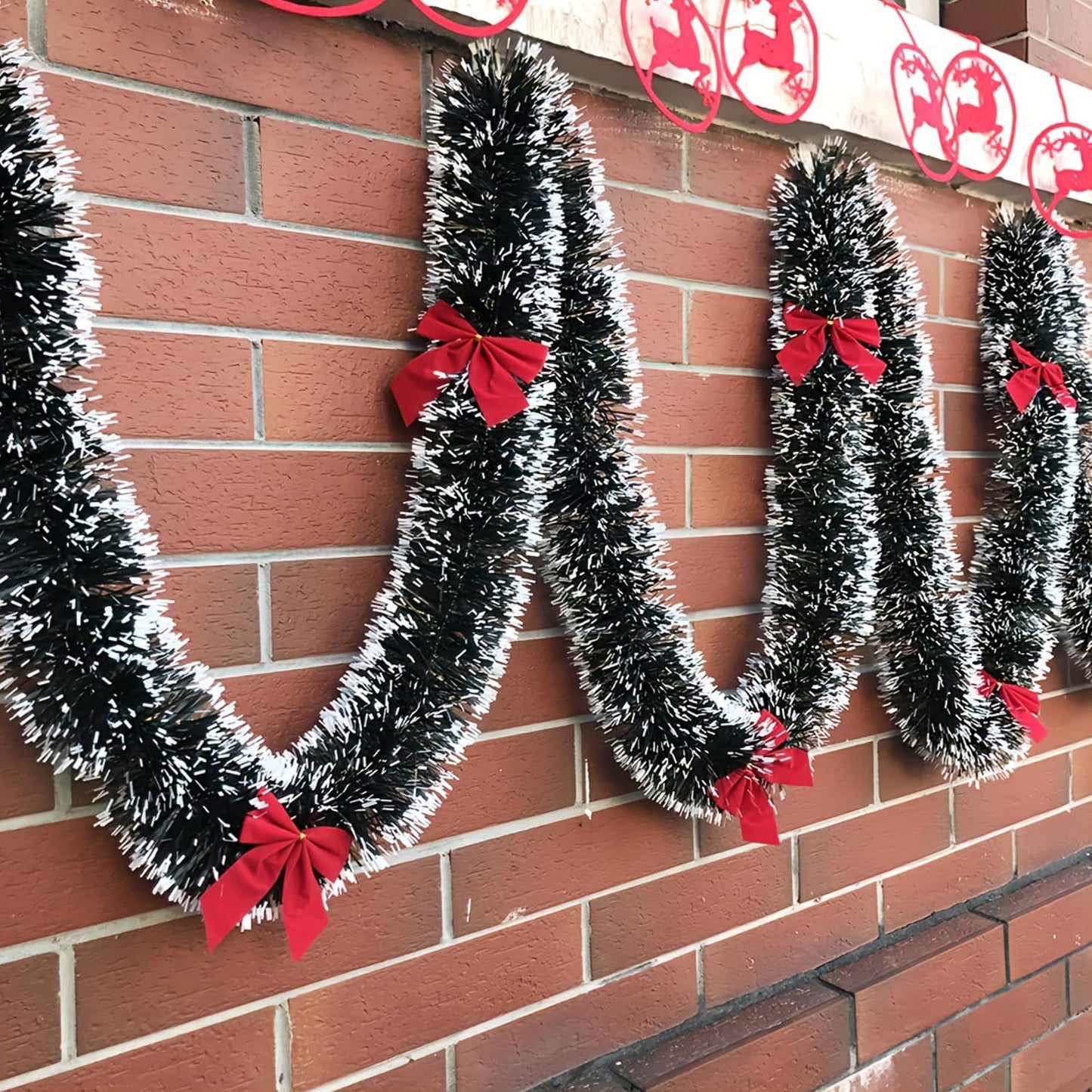 50 FT/15M Long Dark White Artificial Christmas Tinsel Garland Decorations DIY for Xmas Tree,Fireplace Mantel,Stairs Railing Outdoor Indoor Holiday Decor