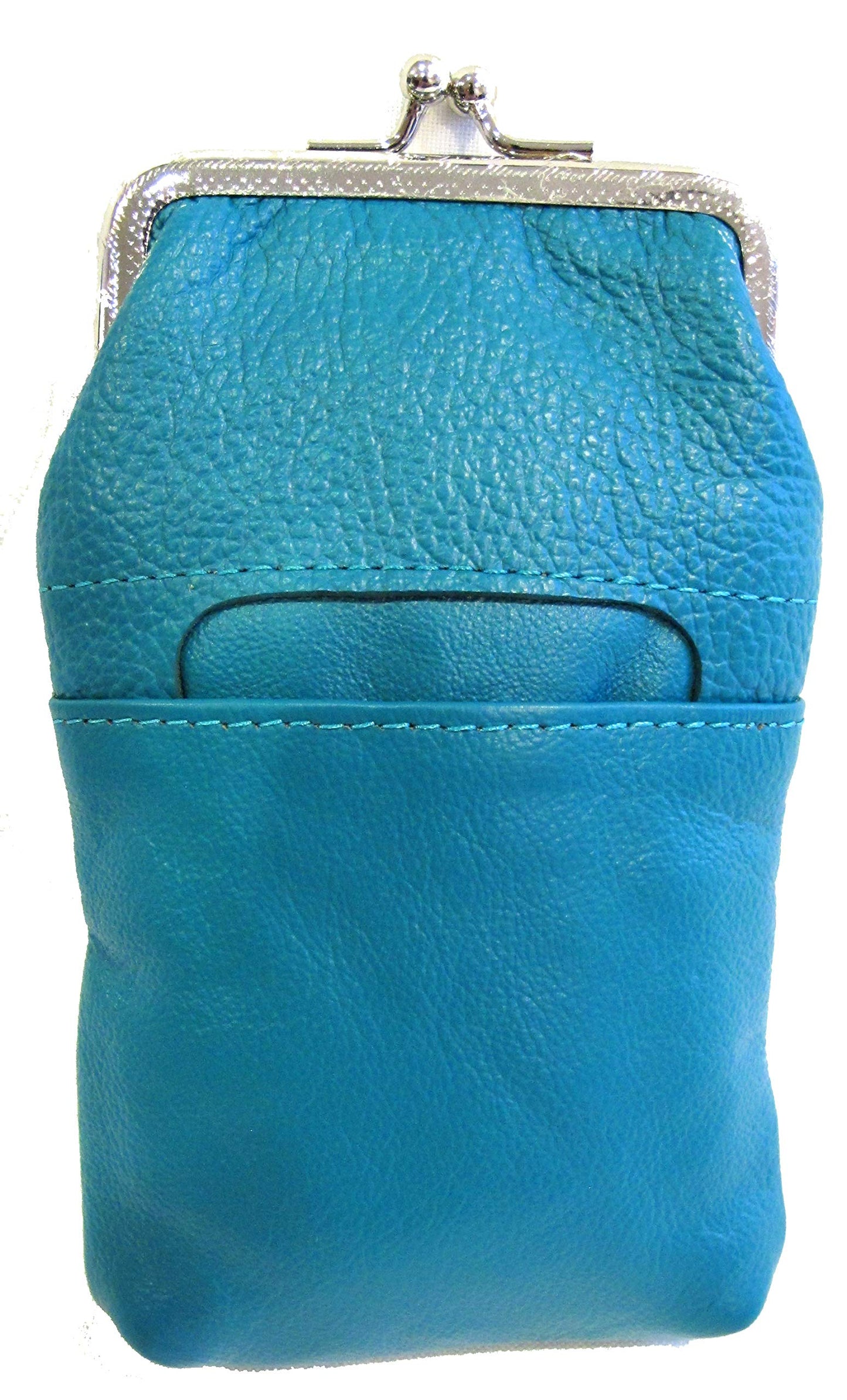 Women 100% Pure Leather Cigarette Case Lighter Match Pocket Zipper Coin Pouch -Teal