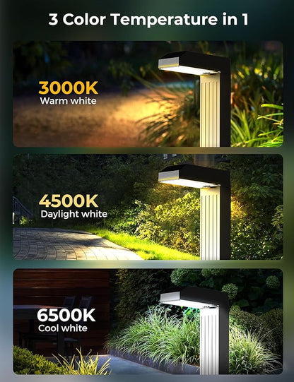 Solar Pathway Lights Outdoor 4 Pack, 3 Color in 1 Bright Landscape Lighting with Cool/Warm/Daylight White Modes, Auto On/Off, IP65 Waterproof for Yard Garden Patio Walkway Sidewalk Lawn Decor