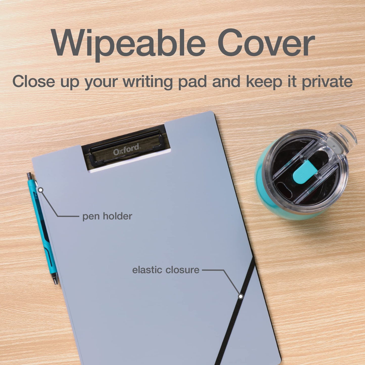 Oxford Clipboard Folio with Storage, 4 Pockets, Penholder, 2 Pack, 2 Color Combos (Gray/Black, Blue/Black), Great Nursing, Office, Classroom Clipboard (82177)