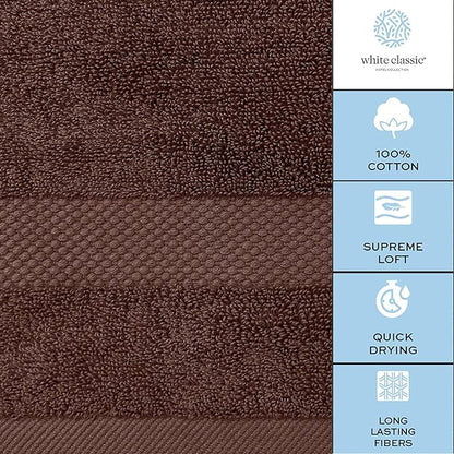 White Classic Luxury Brown Hand Towels