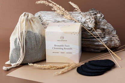 EIRA's Washable Makeup Remover Pads - Black Bamboo Reusable Cotton Rounds with Wooden Holder. Makeup Remover Cloths - Eco-Friendly - Zero Waste Reusable Makeup Remover Pads Set