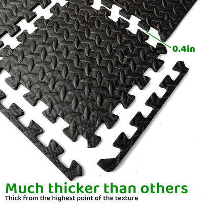 3x6 Feet Interlocking Foam Floor Mats (18-Pack) - 0.4"（10mm Thick Gym Mats for Home Workouts, Exercise & Play - Puzzle Tiles for Home Gym, Yoga, Kids Area.