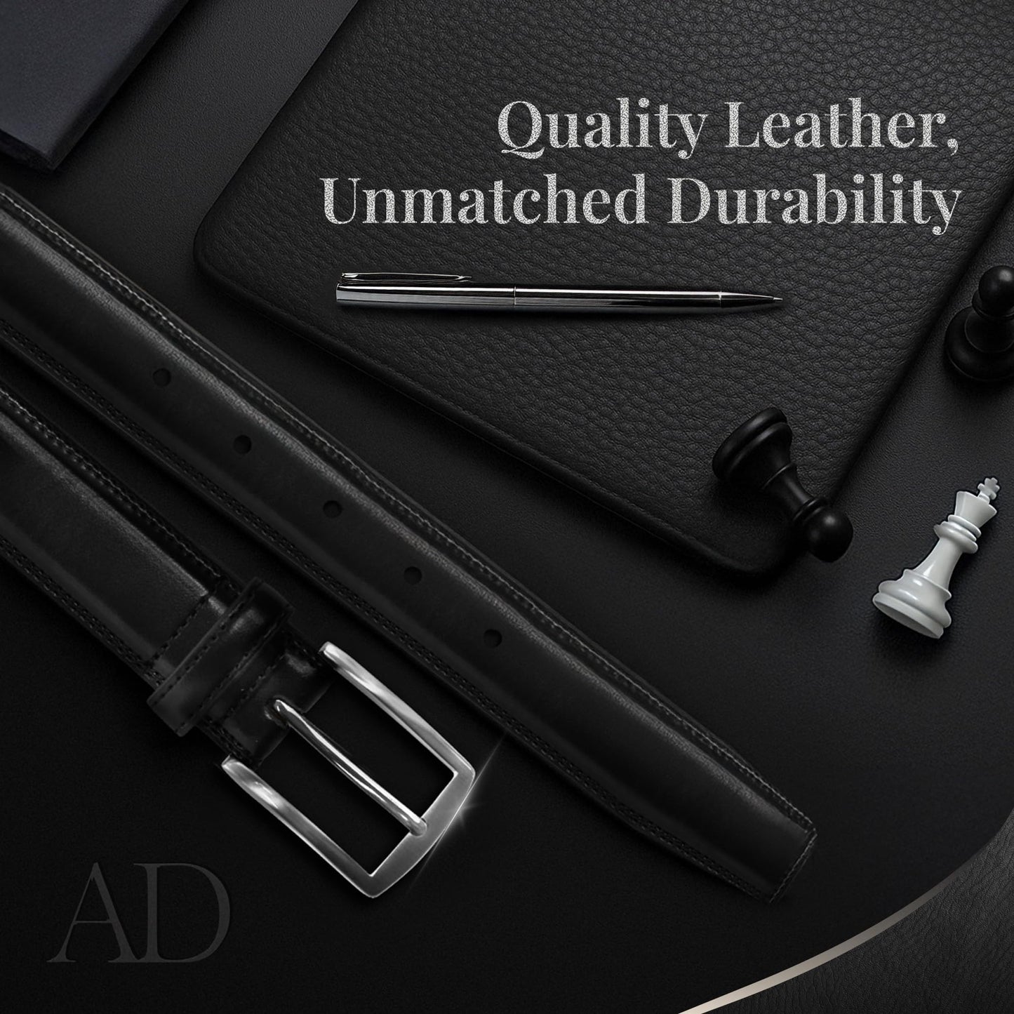 Access Denied Genuine Leather Dress Belts For Men - Mens Belt For Suits, Jeans, Uniform Black Belt - Designed in the USA - Holiday Christmas Gifts For Men