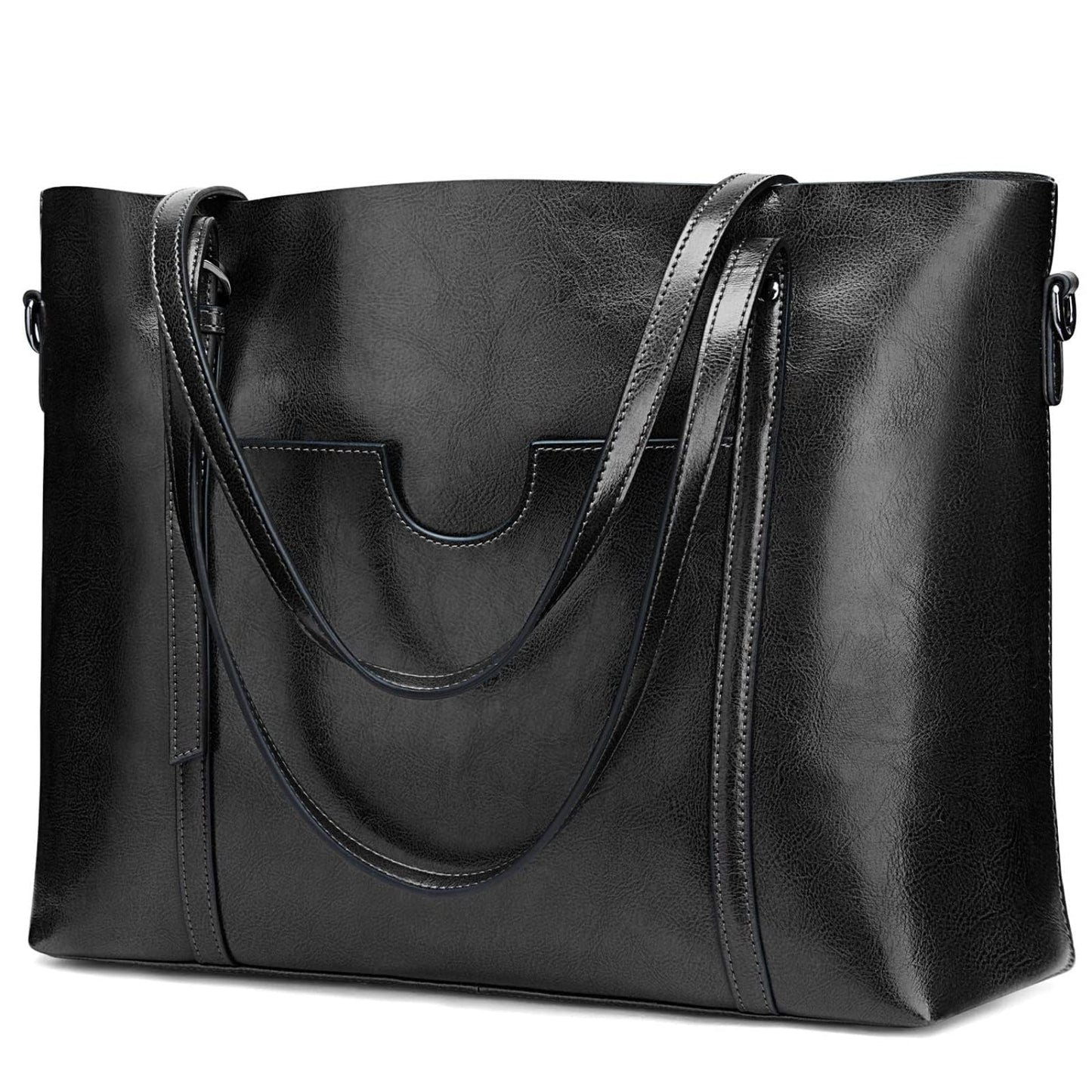 S-ZONE Women Genuine Leather Top Handle Satchel Daily Work Tote Shoulder Bag