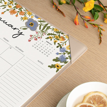Desk Calendar 2026 with Desktop Mat, Cabbrix Desk Pad Calendar 15 x 12 Inch Runs From January 2026 to June 2027, Floral Design Calendar 2026 for Home School and Office (Apricot)