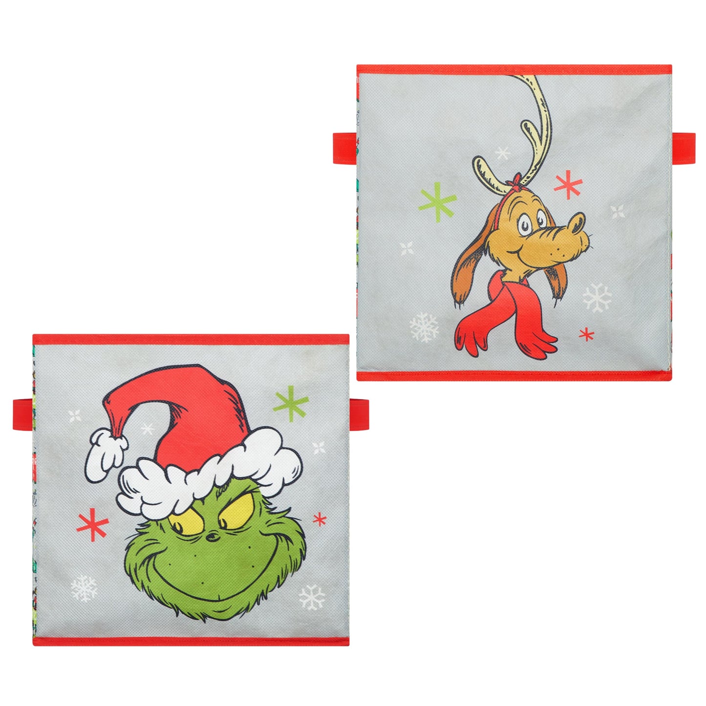 Idea Nuova Storage Cubes for Kids,2 Pack Collapsible Fabric Bins with Handles, Holiday Organizer Boxes for Bedroom, Playroom & Nursery, Festive Christmas Storage Baskets,Grinch Dr. Seuss
