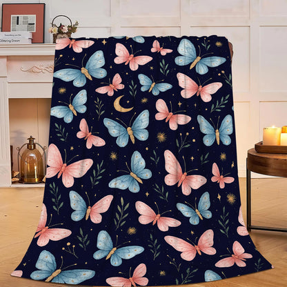 Butterfly Throw Blanket Butterfly Gifts for Women Girls Pink Blue Butterflies Cozy Fleece Fuzzy Soft Flannel Plush Warm Bedding Stuff for Kids Adults 40 x 50 Inch