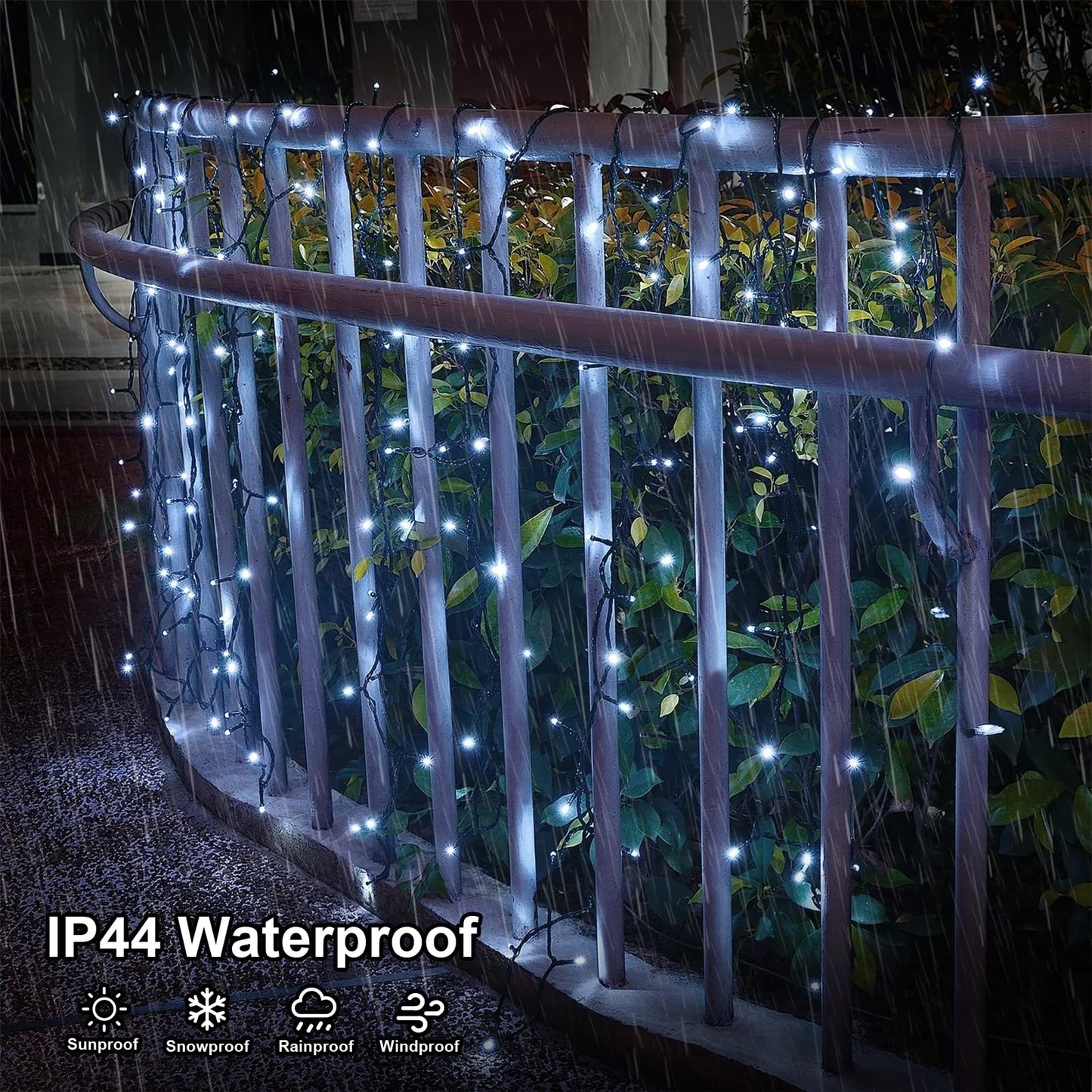 QITONG 500LED White String Lights, 165ft Christmas Lights Outdoor Waterproof with Plug in, Green Wire Twinkle Tree Lights Indoor with 8 Modes