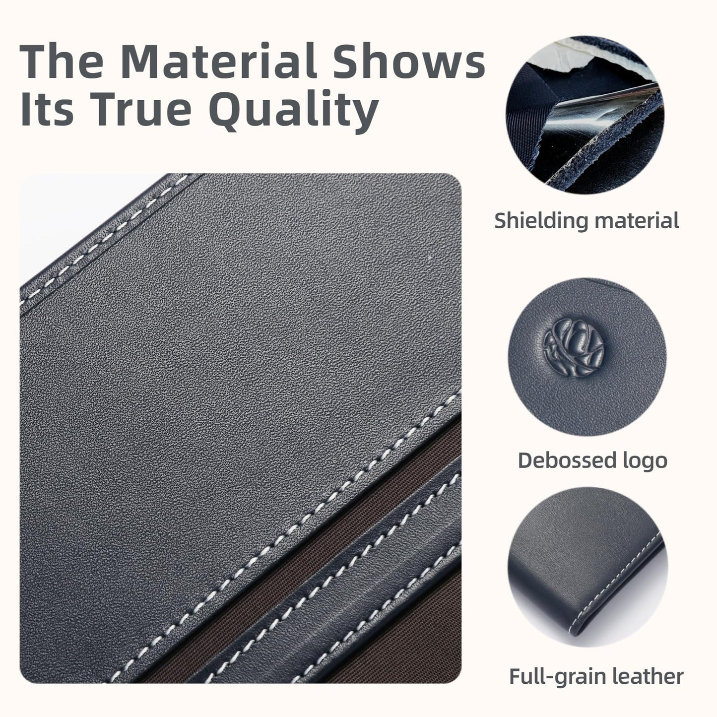 Pacer Go Genuine Leather RFID Blocking Long Passport Holder Passport Cover (Dark Blue)