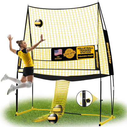 MangoStar Volleyball Training Equipment, Volleyball Net System with Freely Height-Adjustable for Backyard, Volleyball Practice Net for Serving Setting Spiking, Easy Set Up for Indoor and Outdoor Use