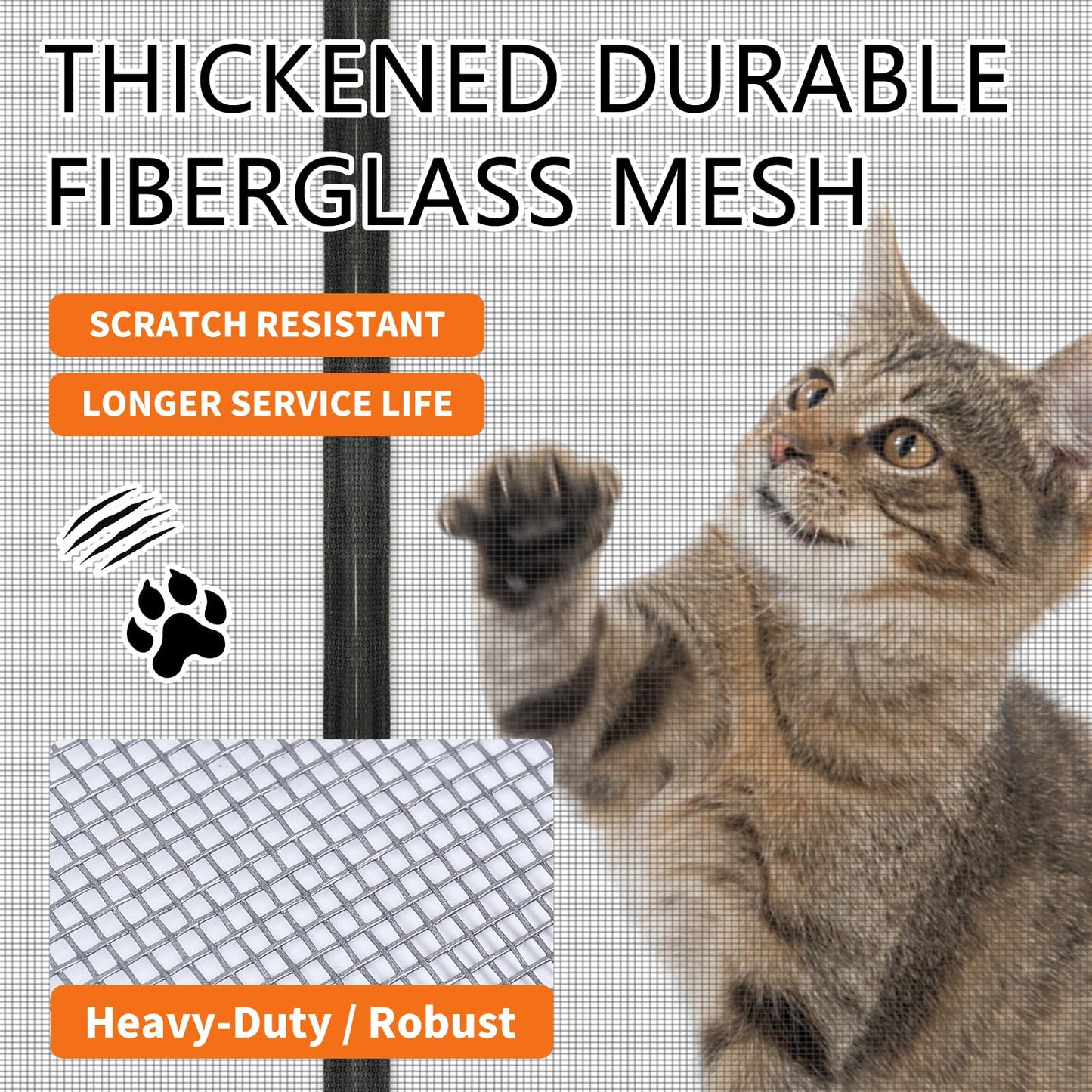 Magnetic Screen Door 38'' x 83'', Heavy Duty Fiberglass Screen Mesh for Summer Use,Hands-Free, Pet & Kid Friendly for Patio Sliding & Front Doors (Gray Summer Screen, Fit Door Size 36''x82'')