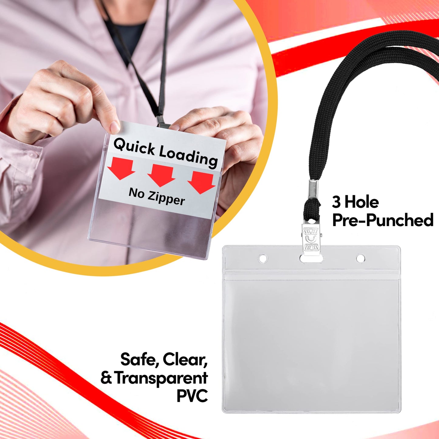 SEE-IT! 330 pcs Make 110 Name Tag Holders with Lanyards and White Insert Cards, Quick Load No Zipper Badge Protector ID Holder Heavy Duty Reusable Business School Church Conference