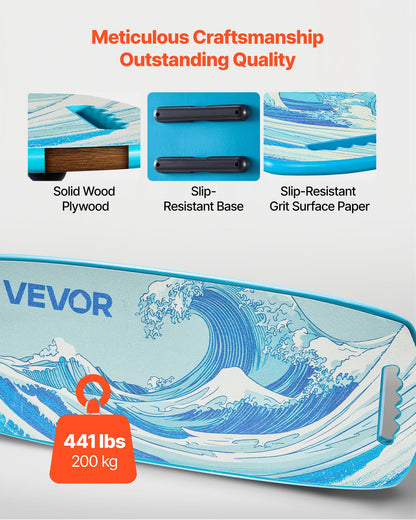 VEVOR Balance Board, Wobble Board Trainer for Adults, Premium Wooden Balance Training Equipment with Roller, Magnetic Stoppers, Storage Rack, for Core Workouts, Surf Trainer & Physical Therapy, Blue