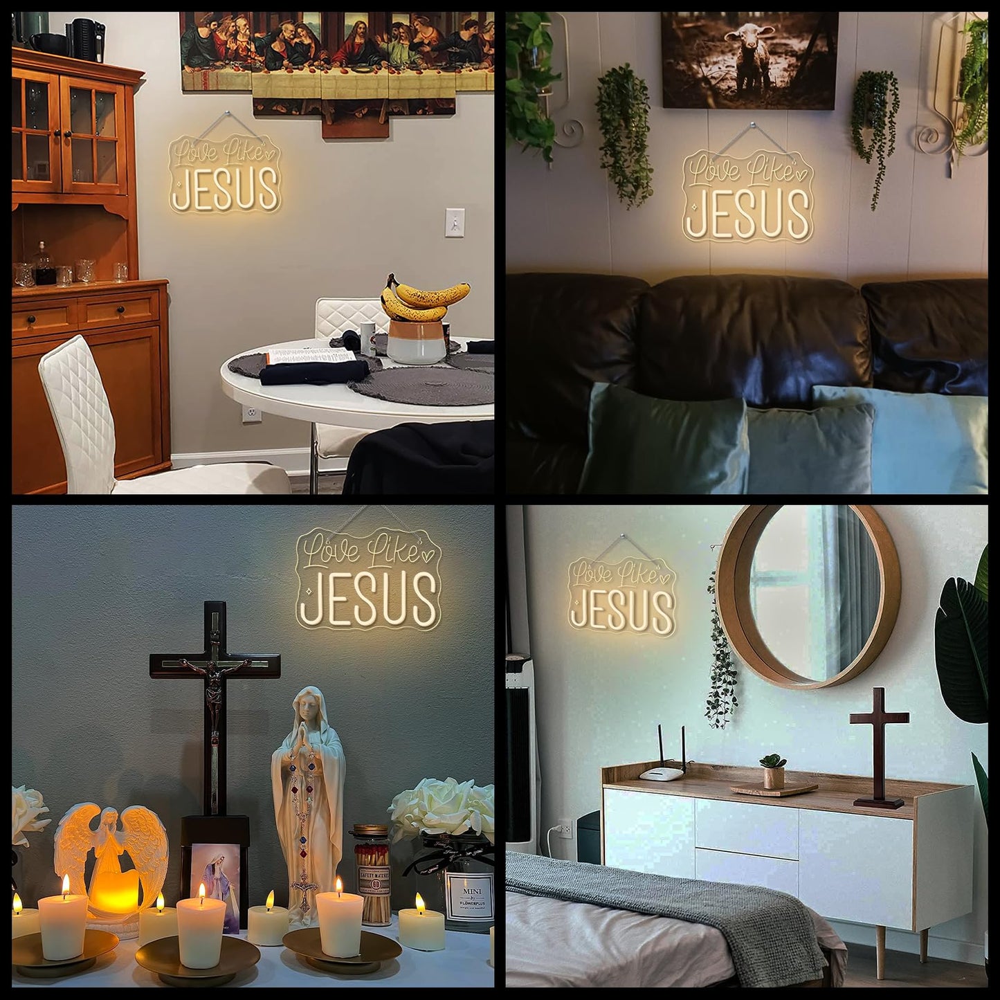 Horseneon Love Like JESUS Neon Sign - Scripture LED Wall Decor for Churches, Home Altars & Christian Gifts, USB-Powered Adjustable Brightness, Faith-Based Lighting