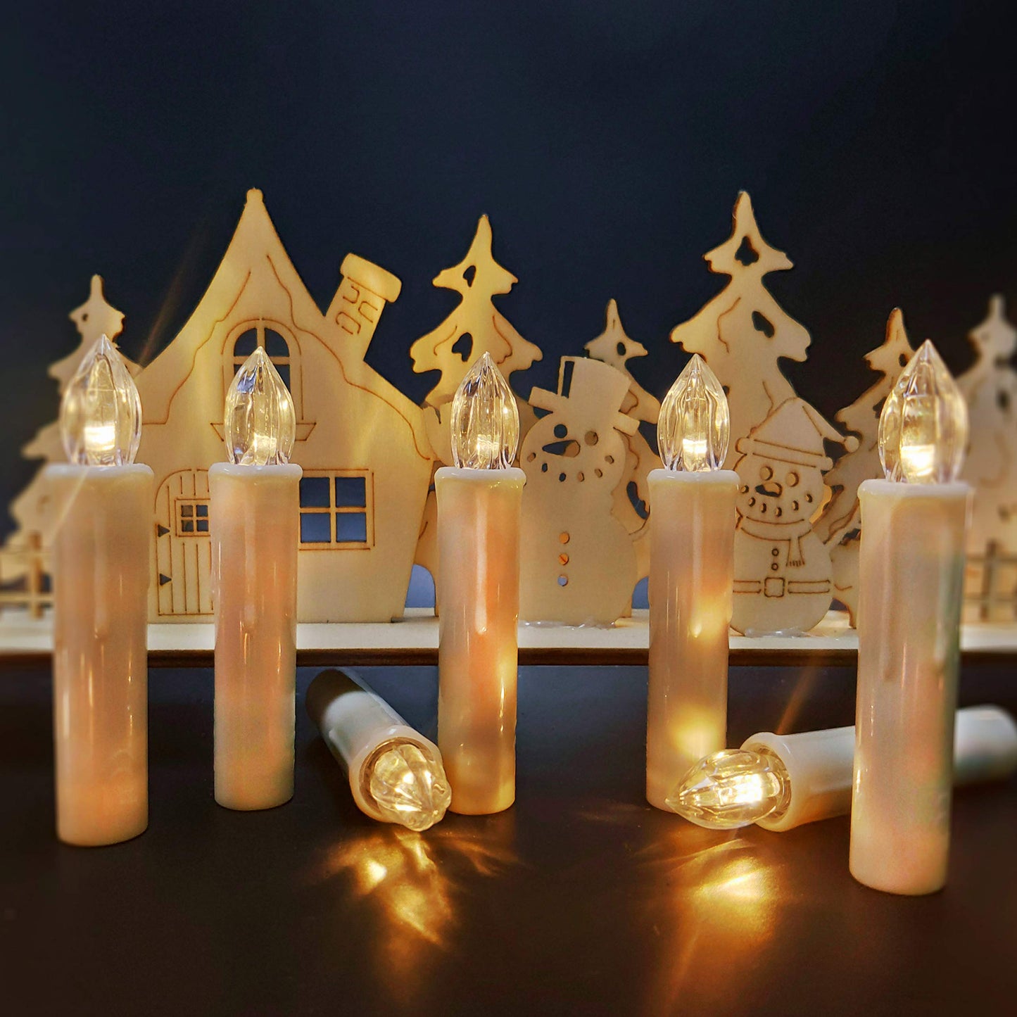 10 PCS LED Window Flameless Taper Candle, Battery Operated Christmas Tree Candle Lights with Remote Timer, Flickering Tree Candles Ideal for Christmas Garden Wedding Birthday Party Decoration