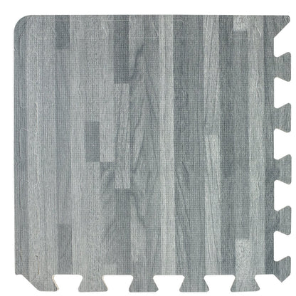 Sorbus Wood Floor Mats Foam Interlocking Mats Each Tile 1 Square Foot 3/8-Inch Thick Puzzle Wood Tiles with Borders – for Home Office Playroom Basement (16 Tiles 16 Sq ft, Wood Grain - Gray)