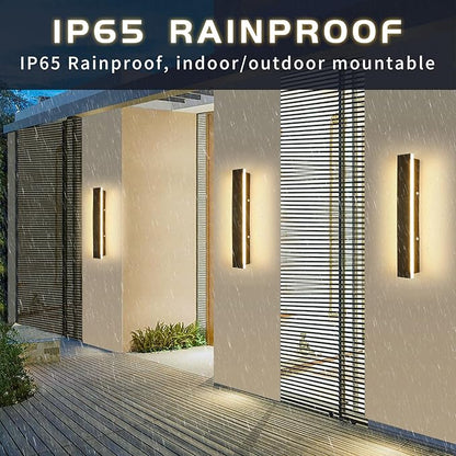 Mikeru 2 Pack Outdoor Wall Light,11.82 Inch 3 Color Wall Sconce（3000/4000/6000K） Front Porch Light, Ip65 Waterproof Black Exterior Wall Light, Exterior Wall Lights for House Courtyard Balcony Porch