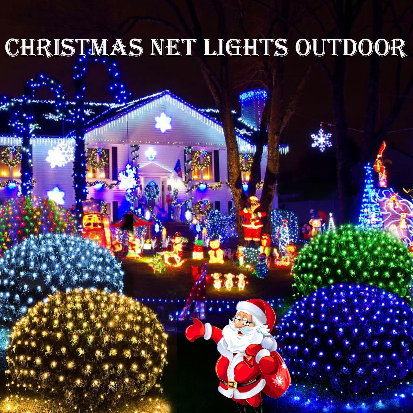 LitHome 21FT x 5FT Christmas Net Lights Outdoor Mesh Lights, 360 LED Warm White Net Light 8 Modes Connectable, Waterproof Giant Christmas Mesh Light Green Wire for Bushes Garden Yard Party Tree Decor