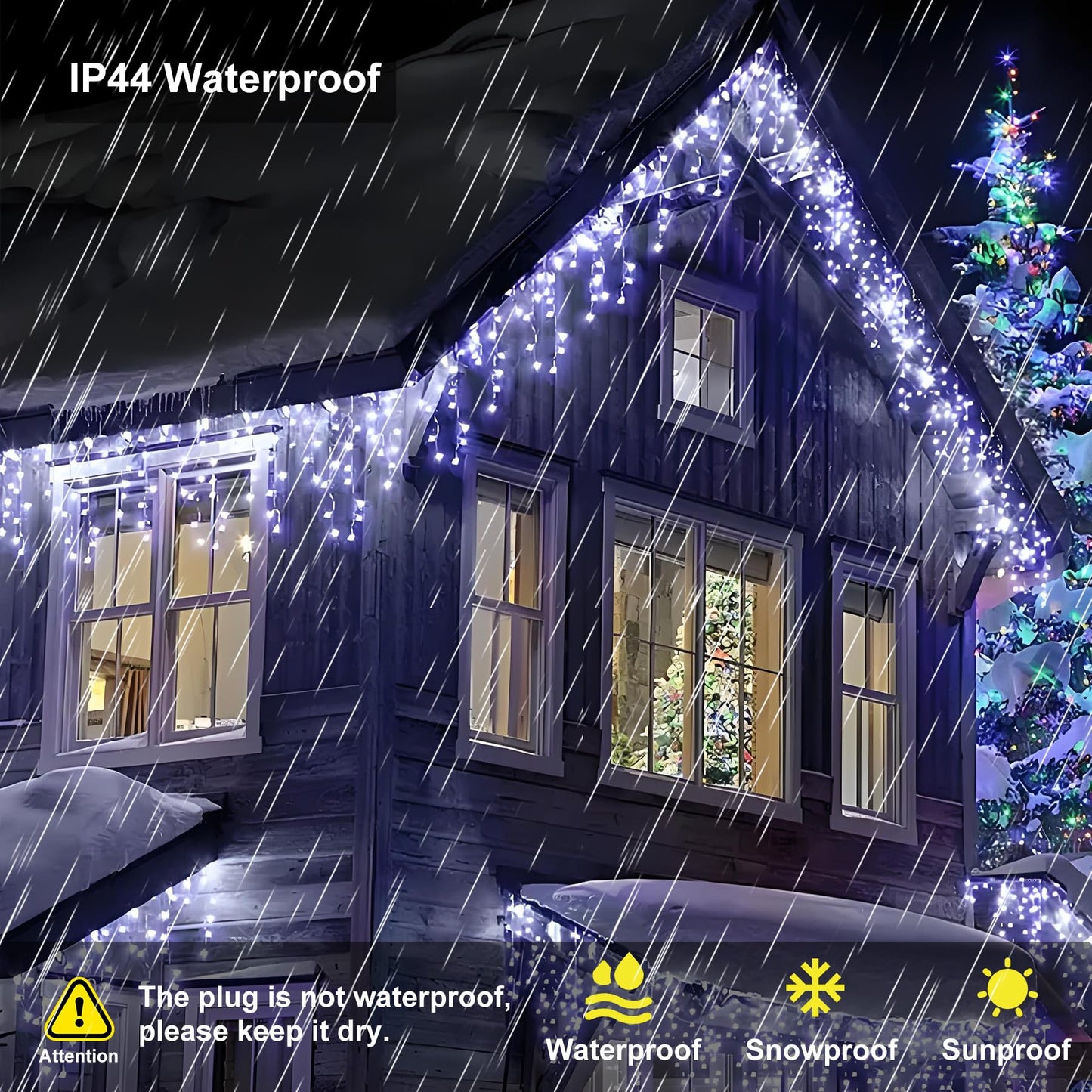 TOPPORTED Icicle Christmas Lights Outdoor,520 LED 49.2FT 8 Modes with 80 Drops Cool White Icicle Lights,Remote Control Outdoor Indoor Fairy String Lights for Christmas Party,Holiday Decorations