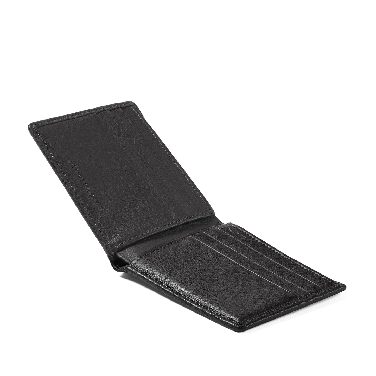 Leatherology Black Onyx Thin Bifold Wallet for Men – Slim Front Pocket Wallet with 6 Card Slots, Bill Compartment & 2 Interior Pockets – Minimalist Leather Wallet
