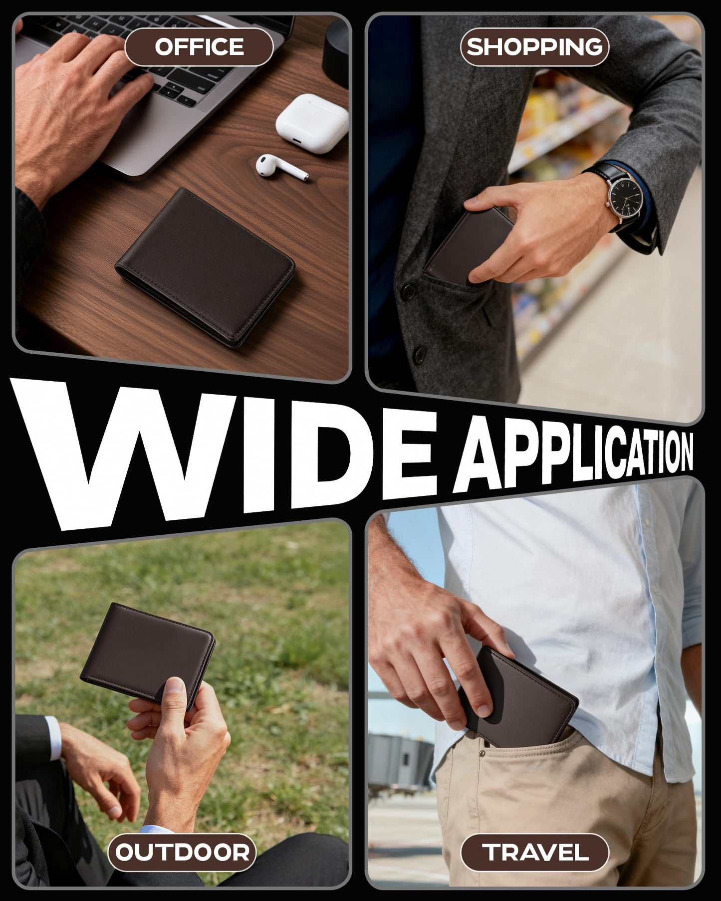 GNDR Wallet For Men Bifold Coffee RFID Blocking Slim Faux Leather Wallets Card Holder Front Pocket Minimalist Men Accessories With Gift Box