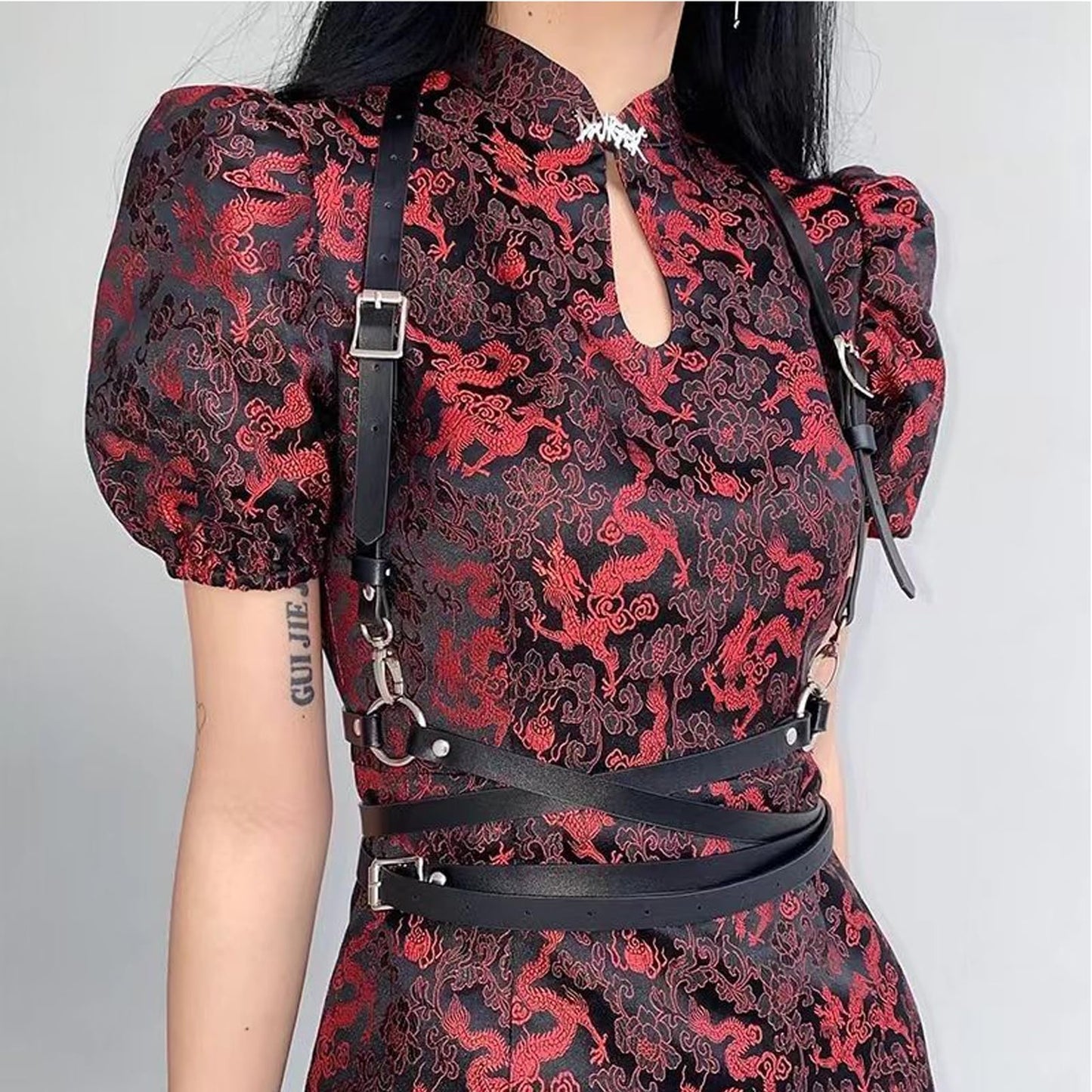 Widyany Punk Black Pu Leather Belt, Harness Belt for Women Gothic Body Adjustable Waist Belts Rave Dresses Party Accessories