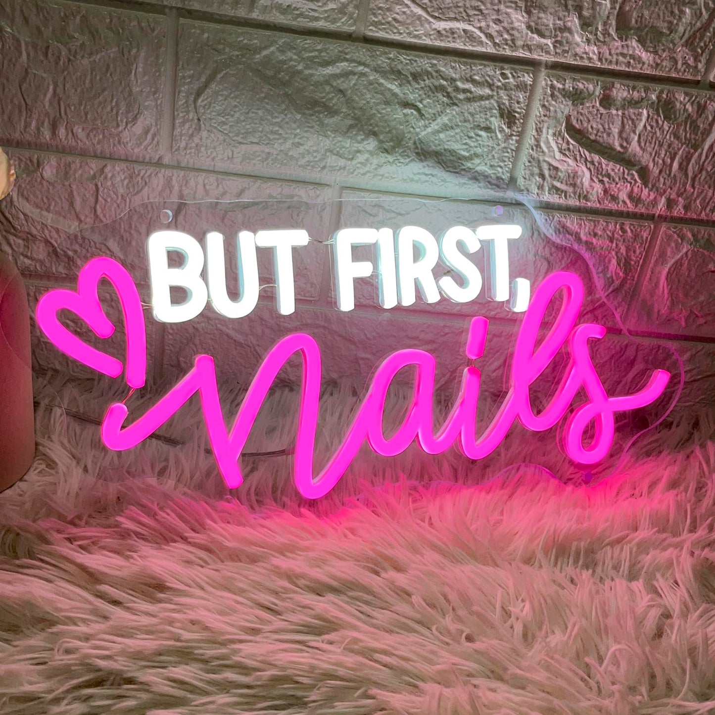 But First Nails Neon Sign for Wall Decor, LED Nails Neon Signs for Nail Room, Beauty Room, Salon Bar, Bedroom, Nails Neon Lights Christmas Birthday Gift for Girls, Lover, Friend