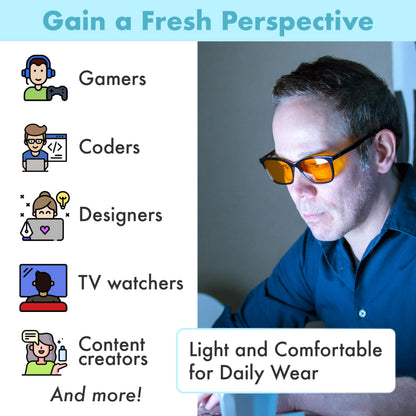 XL Orange Blue Light Blocking Glasses for Better Sleep - 99.5% Premium Acetate Computer Migraine Glasses for Men - Amber Tint Gaming Glasses - TV Blue Light Blockers Gamer Glasses for Eye Strain