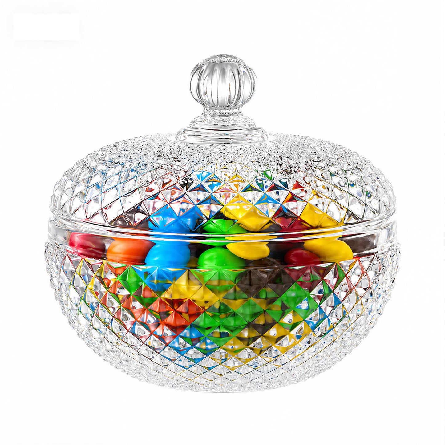 kanpura 6.7 oz Glass Candy Dish with Lid Clear Crystal Candy & Cookies Jar Decorative Candy Storage Container for Wedding Buffet Party, Christmas, Home Decor, Office Desk