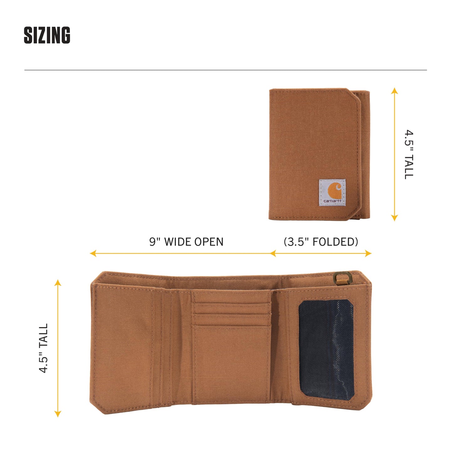 Carhartt Mens 700D Nylon Duck Wallets, RFID-Blocking W/Trifold and Front Pocket Options, Carhartt Brown (Trifold)