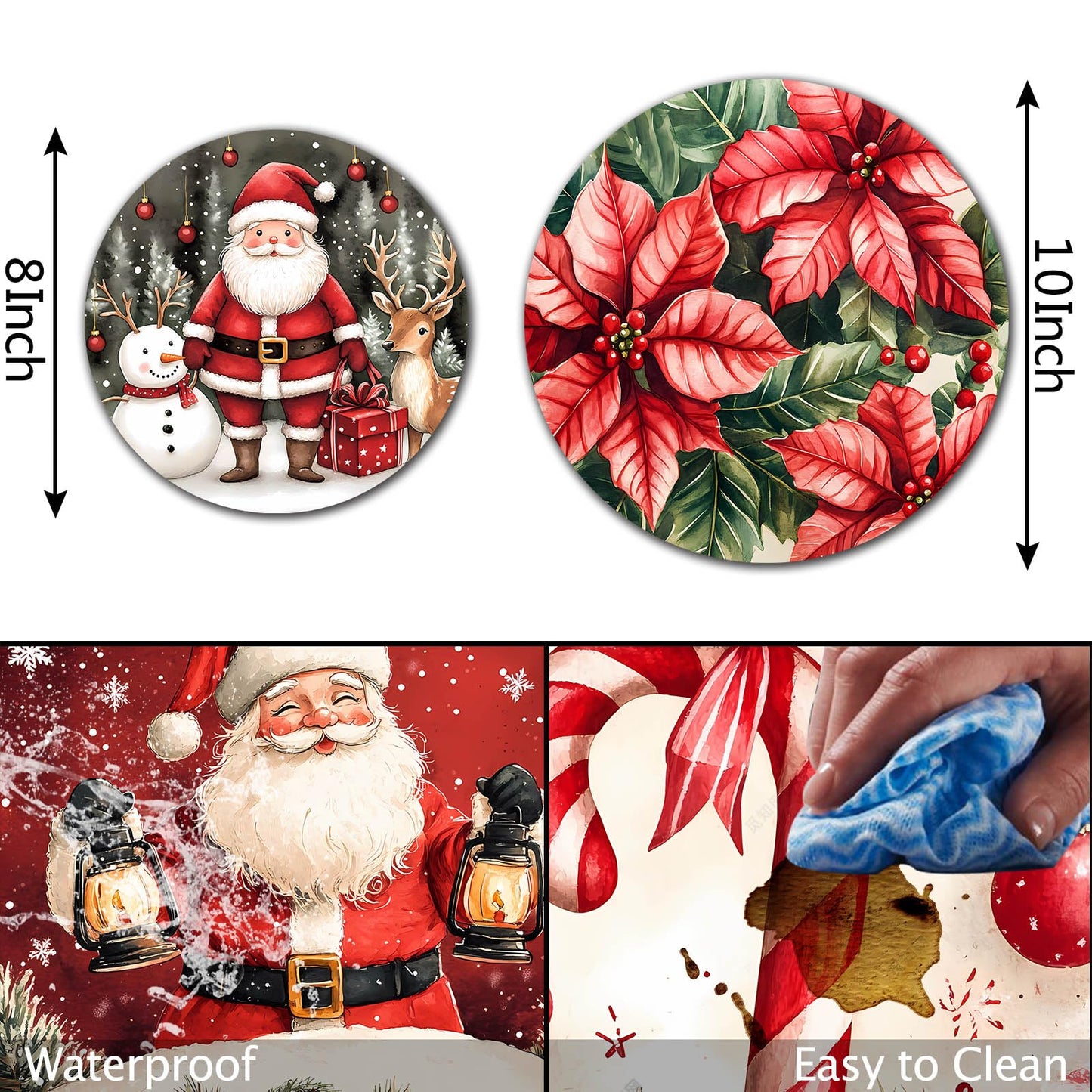Tucocoo Christmas Electric Stove Burner Covers,4 Pcs Holiday Decor Round Stove Burner Cover,8 Inches and 10 Inches,Santa Claus Gas Stove Burner Cover,Metal Cooktop Kitchen Decorative