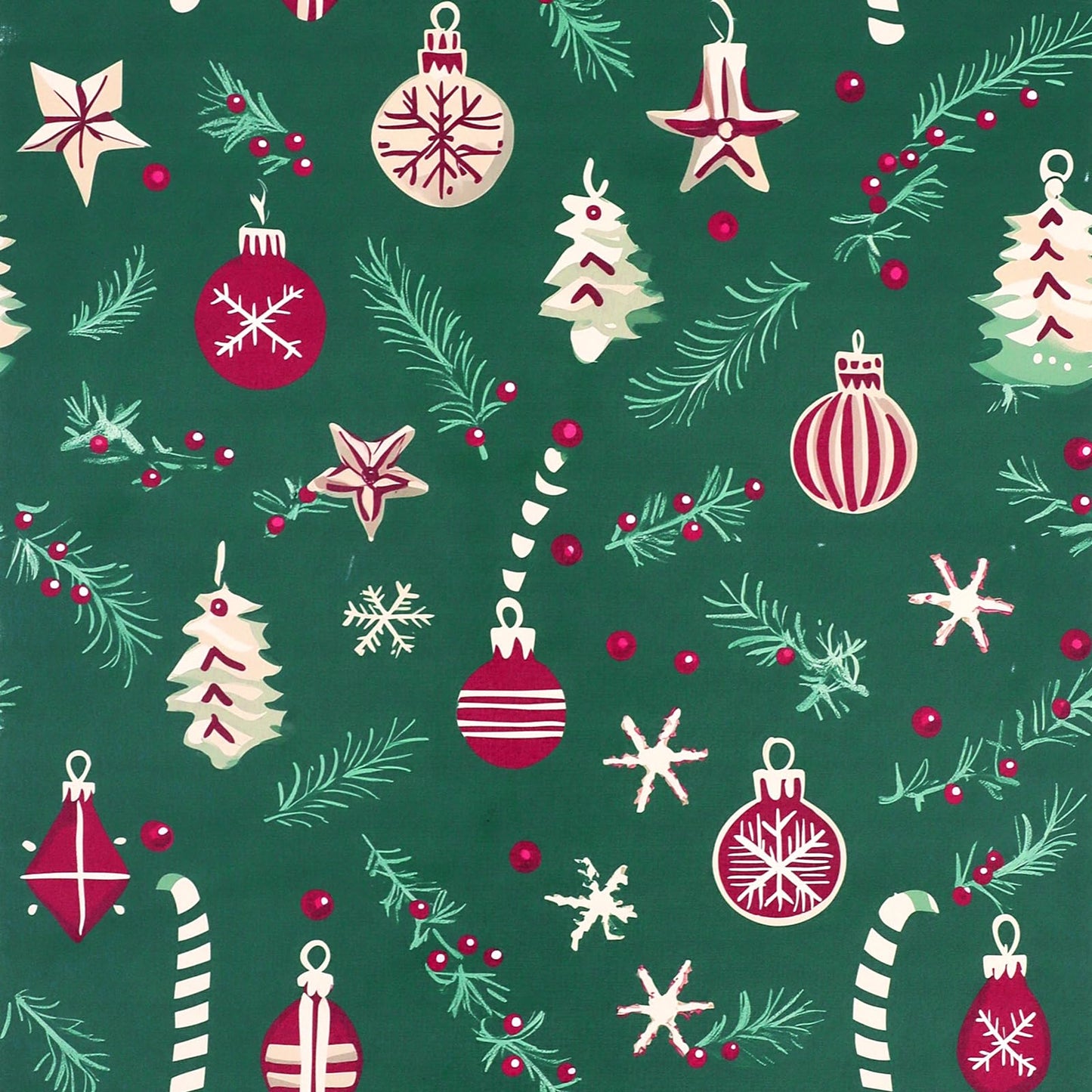 Peel and Stick Wallpaper Christmas Trees, Ornaments & Candy Canes Contact Paper Holiday Removable Self Adhesive Vinyl Christmas Decor Wall Paper for Living Room Kitchen Bedroom 17" x 196.8"