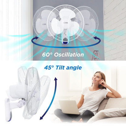 Commercial Cool 16 inch Wall Fan with Remote, White (CCFWR16W)