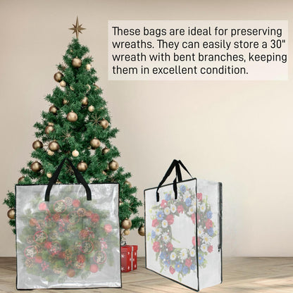 5 Pack Moving Bags, Wreath Storage Bag, Garland Container, Clear Storage Bags with Handles and Zippers Moving Bag for College Carrying, Bedding, Toys Organizer, Under the Bed Storage