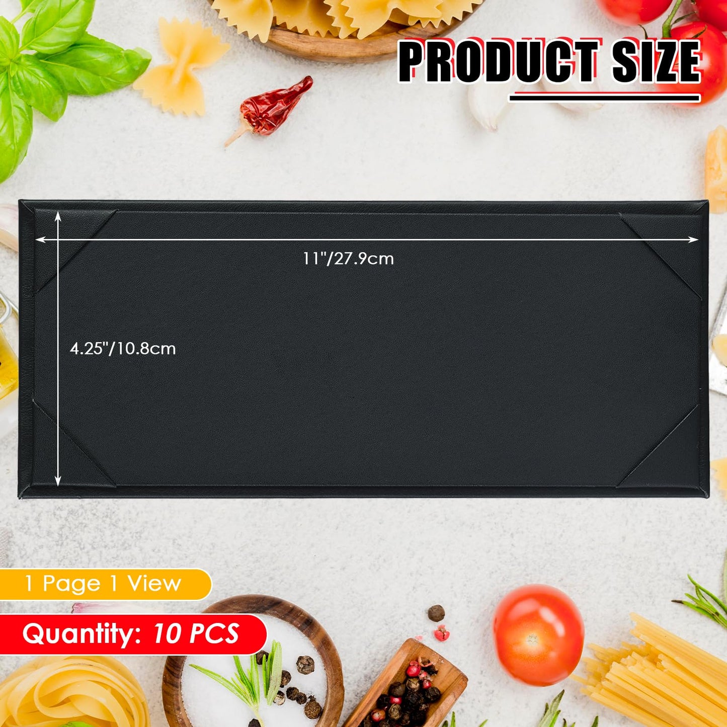 NATGAI 10 PCS 1 View Menu Covers 4.25" x 11", PU Leather Menu Cover Menu Holders, Waterproof Double View Restaurant Menu Covers, Fit for Restaurant Bar Cafe Hotel Wine List (1 View, 4.25"x11")