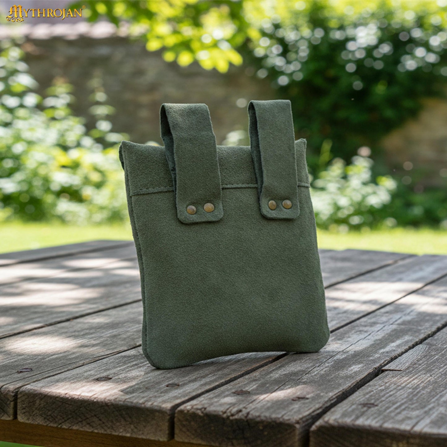 Mythrojan Medieval Renaissance Suede Jewelry Belt Pouch LARP Costume Waist Bag - Dark Green