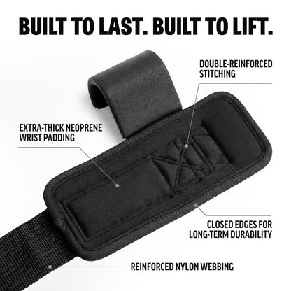 Weight Lifting Hooks (Pair) with D-Ring & Bag, Extra Strong- for Deadlifts, Pull Ups, Rows & Shrugs | Perfect Grip Support with Our Gym Hooks | Reinforced Wrist Straps For Weightlifting, Pull up Grips