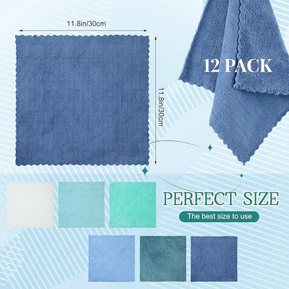 Syhood 12 Pieces Face Wash Cloth 12 x 12 in Makeup Remover Cloths Towel Coral